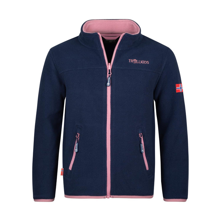 Trollkids Mädchen Oppdal XT Fleece Jacke 104 Marineblau/Violett, 104 Marineblau/Violett
