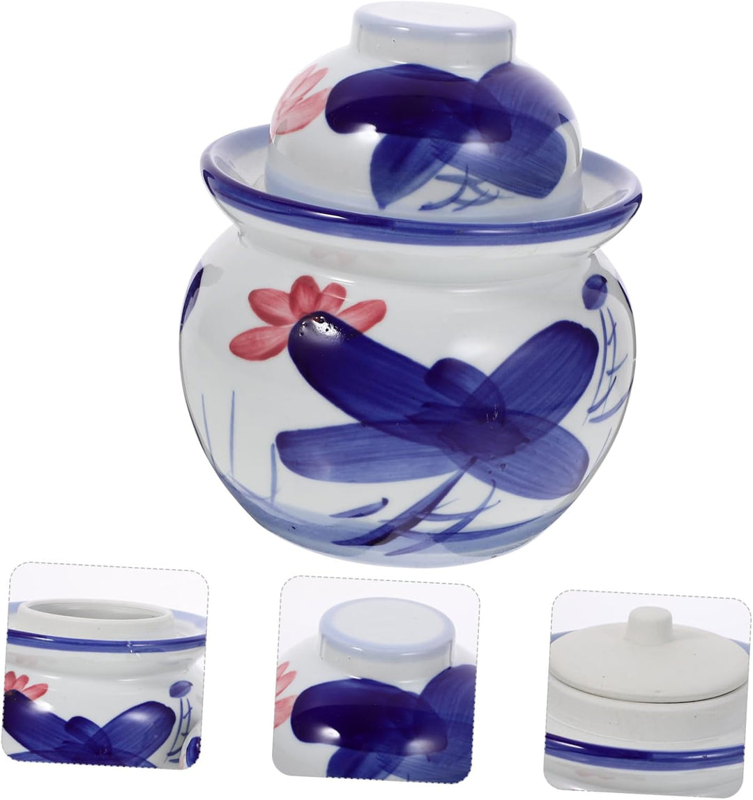 Cabilock Gurkentopf Keramik G?rtopf Kimchi Porzellan Gurkenglas Gurkenbeh?lter Sauerkrauttopf Tradit