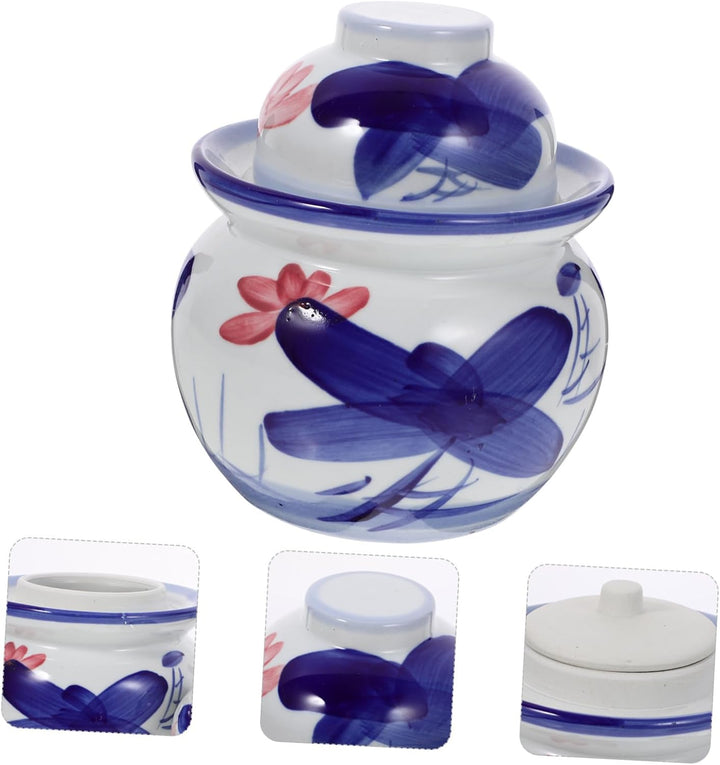 Cabilock Gurkentopf Keramik G?rtopf Kimchi Porzellan Gurkenglas Gurkenbeh?lter Sauerkrauttopf Tradit