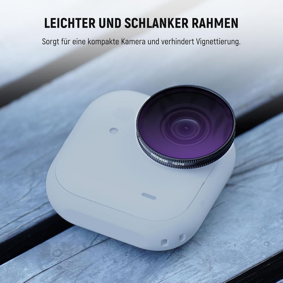 NEEWER ND Filter Set kompatibel mit Insta360 GO Ultra (ND8/ND16/ND32/ND64), aufschraubbares Graufilt