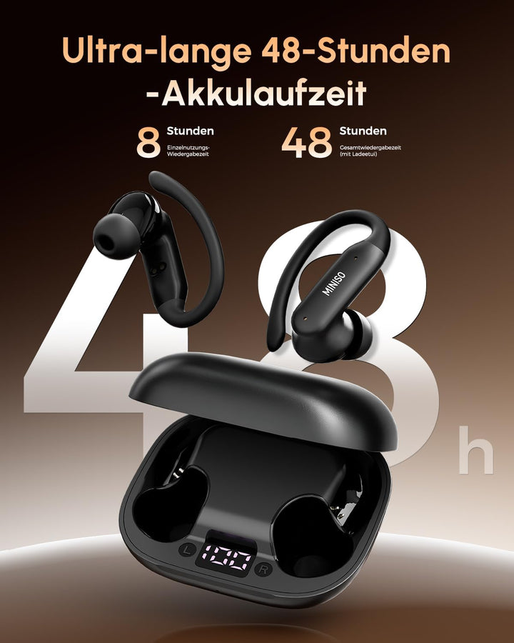MINISO MS219 Kopfhörer Sport 2026 Neueste, Ohrhörer Bluetooth 6.0 mit Ohrbügel, In Ear Kopfhörer Blu