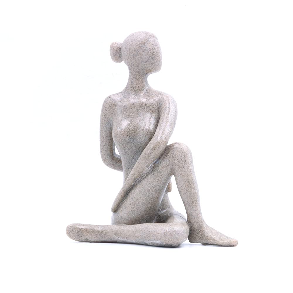 ANCLLO Statuen Skulptur Figuren Statuetten Kreative Harz Seitlich Gebet Yoga Mädchen Charakter Figur