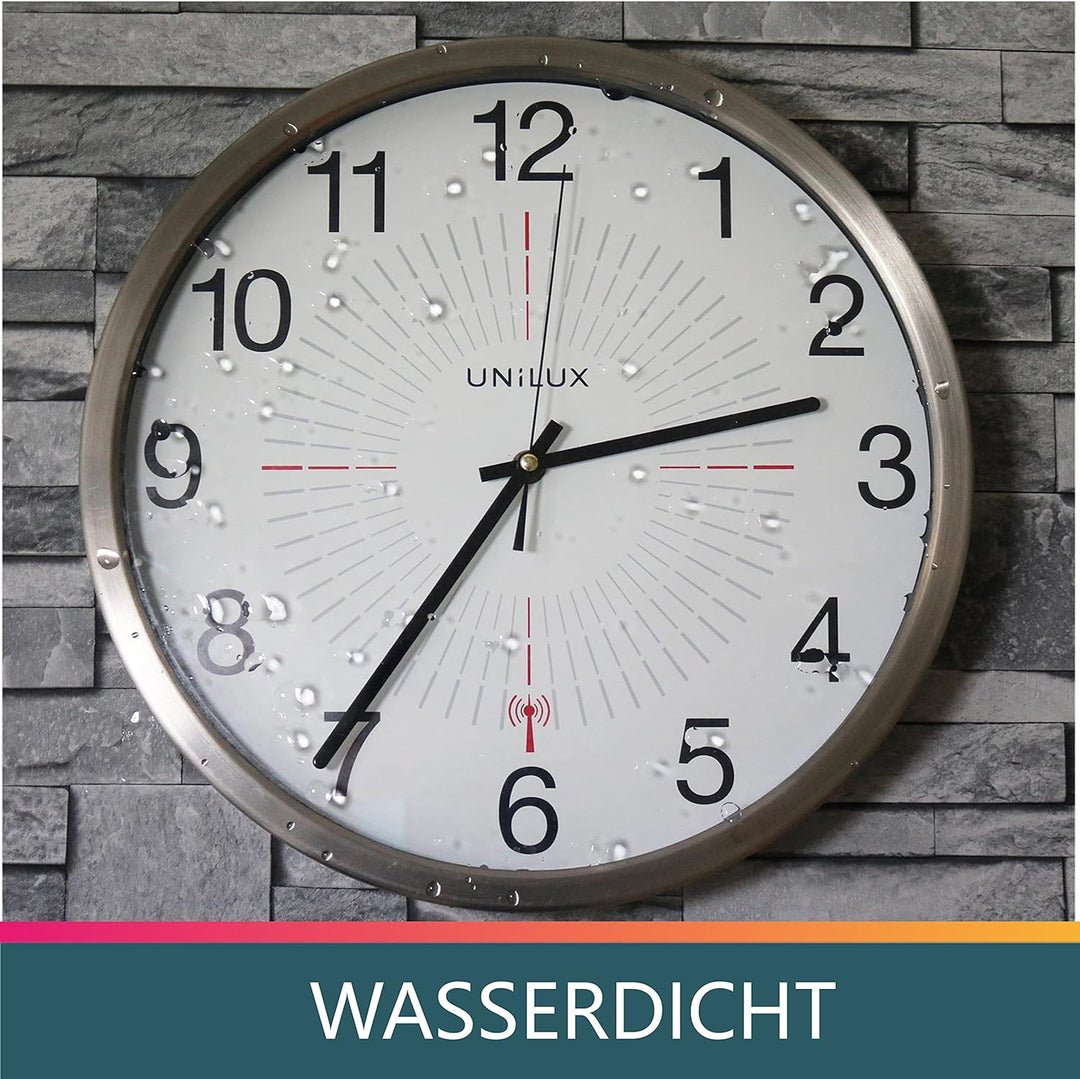Unilux Funk-Wanduhr, 35,5cm, silbergrau