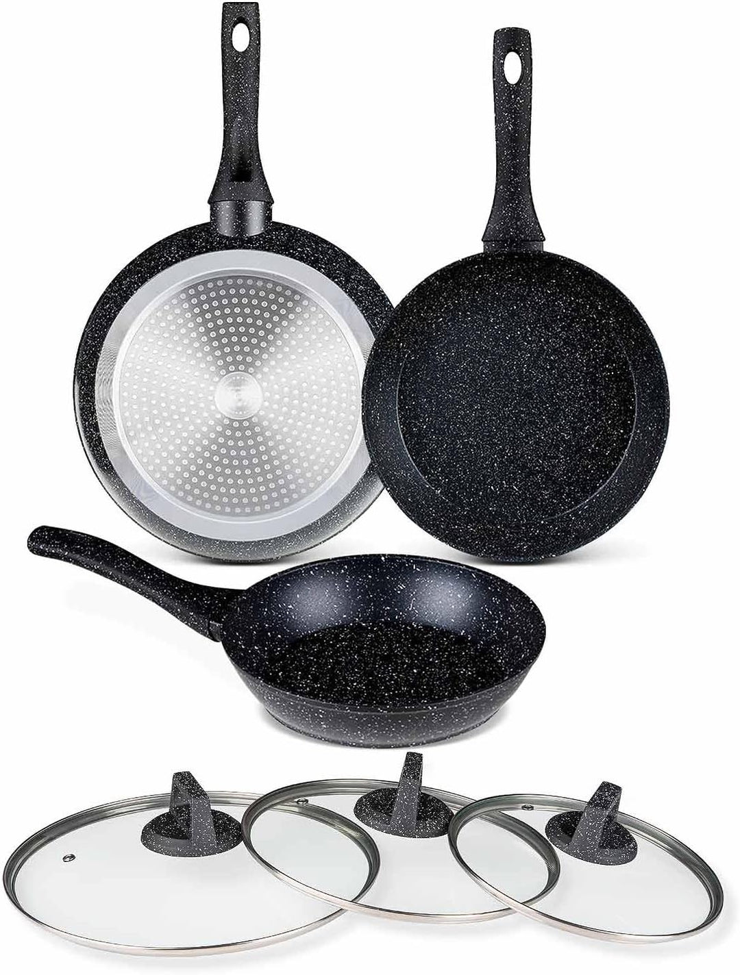 BEM 3‑tlg Pfannenset 20/24/28 cm Induktion geeignet – beschichtete Brat- und Universalpfannen mit Gl