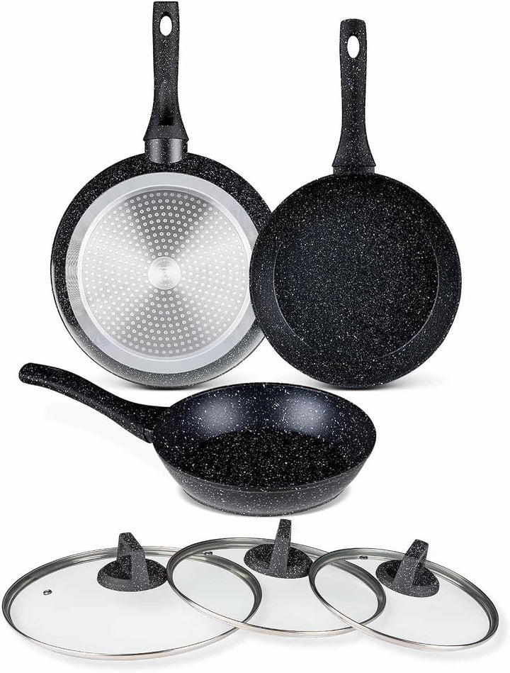BEM 3‑tlg Pfannenset 20/24/28 cm Induktion geeignet – beschichtete Brat- und Universalpfannen mit Gl