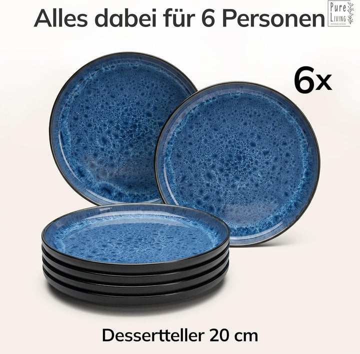 Steingut Frühstücksteller 6 Pers. Ibiza Hochwertiges Mediterranes TEST SEHR GUT Dessertteller Set -