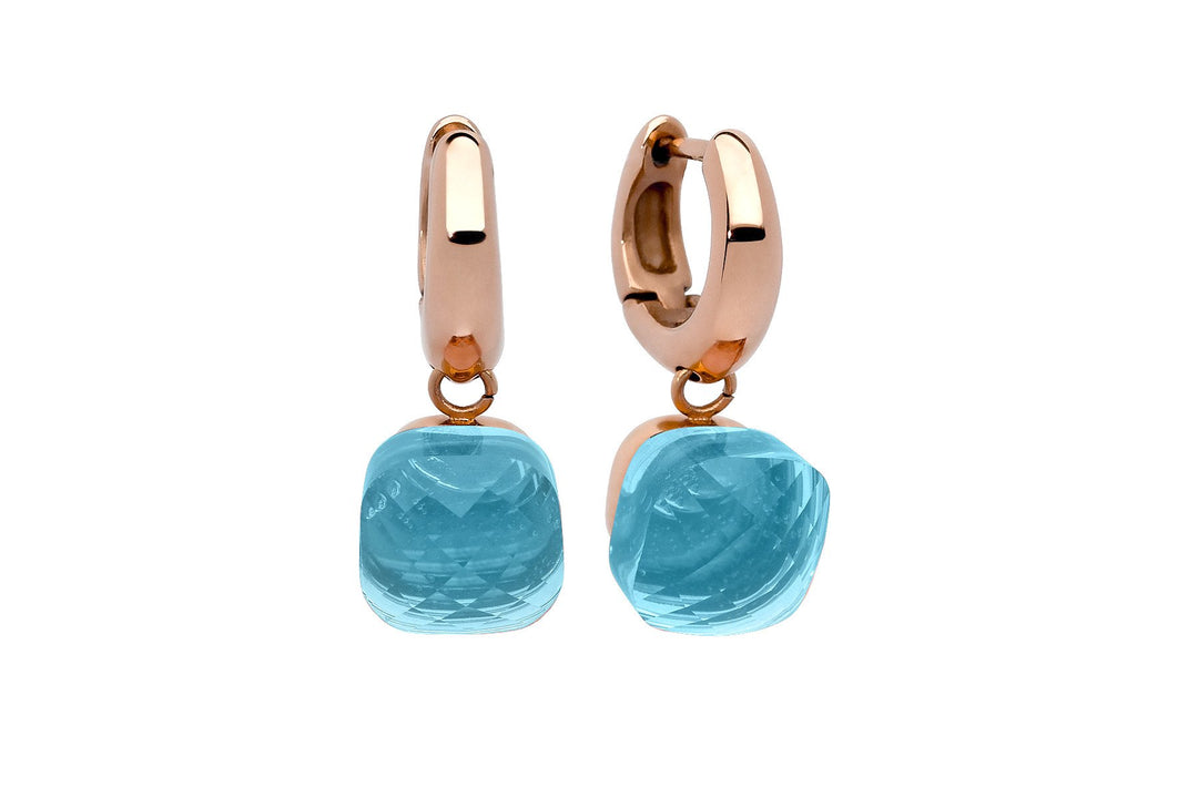 Qudo Firenze Creolen rosegold Edelstahl beschichtet (aqua), Aqua