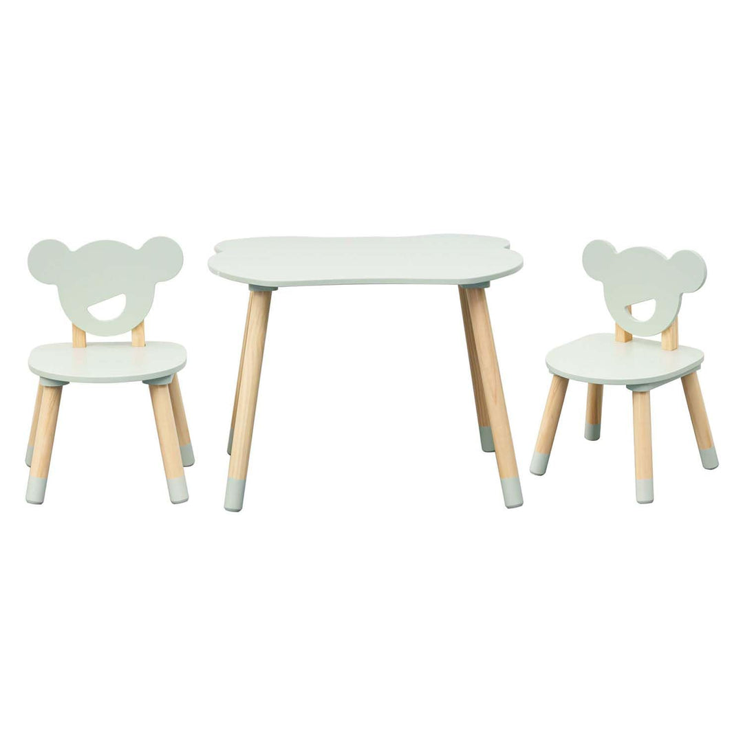 Rebecca Mobili Tisch und 2 Stühle für Kinderzimmer, Montessori Set 3 Teile, Wassergrün Braun, MDF Ki
