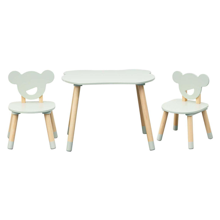 Rebecca Mobili Tisch und 2 Stühle für Kinderzimmer, Montessori Set 3 Teile, Wassergrün Braun, MDF Ki