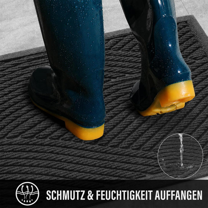 Fussmatte 40 x 60 cm Innen &amp; Aussen, rutschfeste Schmutzfangmatte, Waschbar Fussmatte, Wasserdicht T