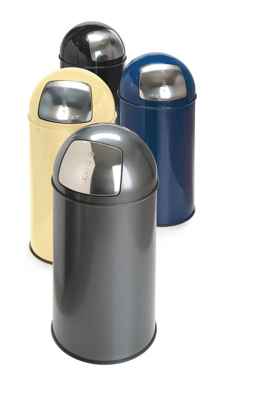PROREGAL Abfallbehälter mit Pushdeckel & Inneneimer aus Metall | 40 Liter, HxBxT 74x34x34cm | Blau,