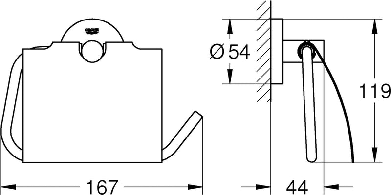 GROHE Essentials - WC-Papierhalter ( kratzfeste Chromoberfläche, einfache Montage, inklusive Abdecku