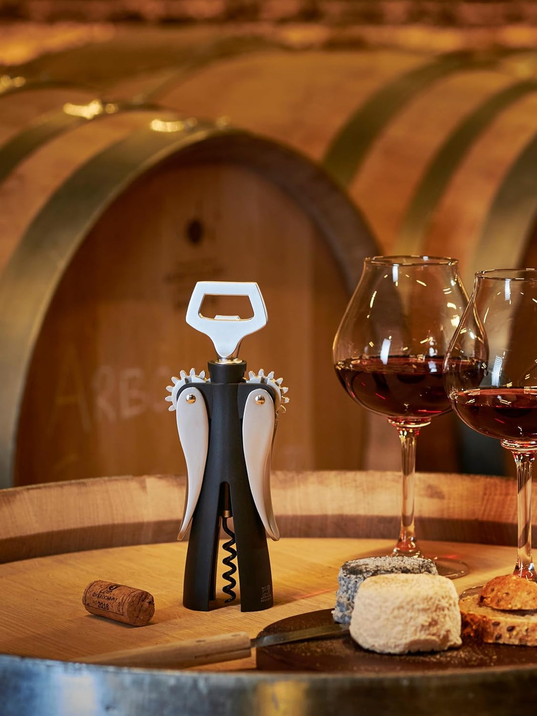 Peugeot Saveurs de Vins SOUVERAIN Korkenzieher 20 cm mit Kapselheber, Silikon, Zamac, 18 cm klassisc
