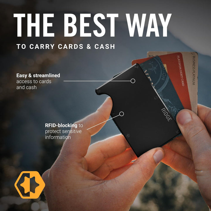 The Ridge Minimalist Slim Wallet for Men – Kreditkartenetui mit RFID-Blockierung auf der Vordertasch