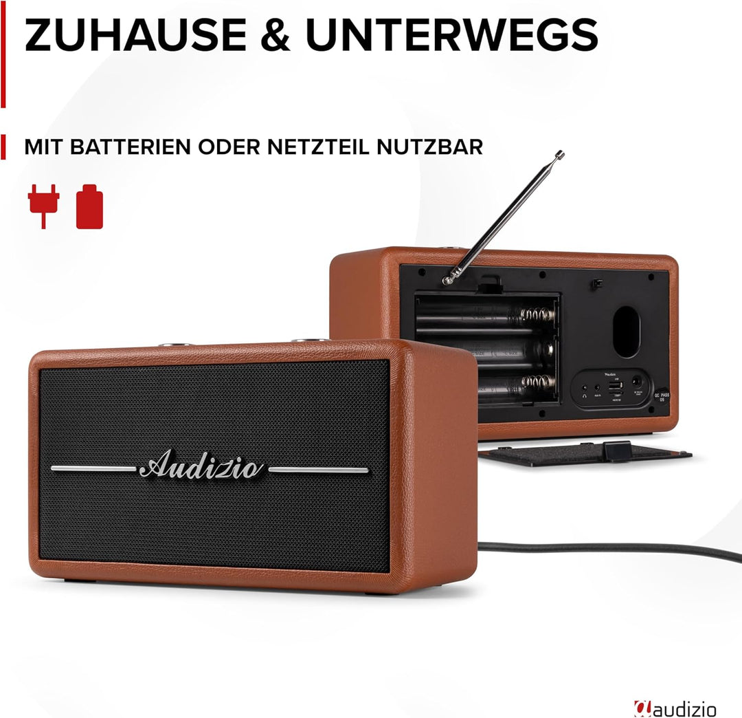 Audizio Tune60, DAB Radio mit Bluetooth Lautsprecher, Fernbedienung, FM, 40 Watt, Batterie- Netzbetr