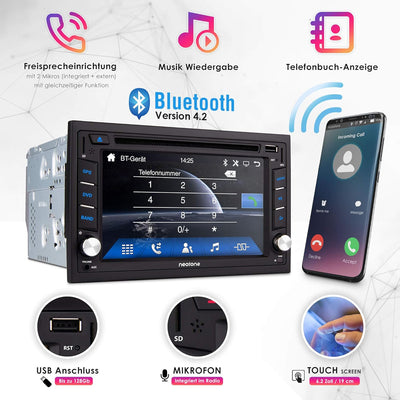 NEOTONE NDX-300W | Navigation mit Europakarten | universelles 2DIN Autoradio | 6.2 Zoll | Bluetooth
