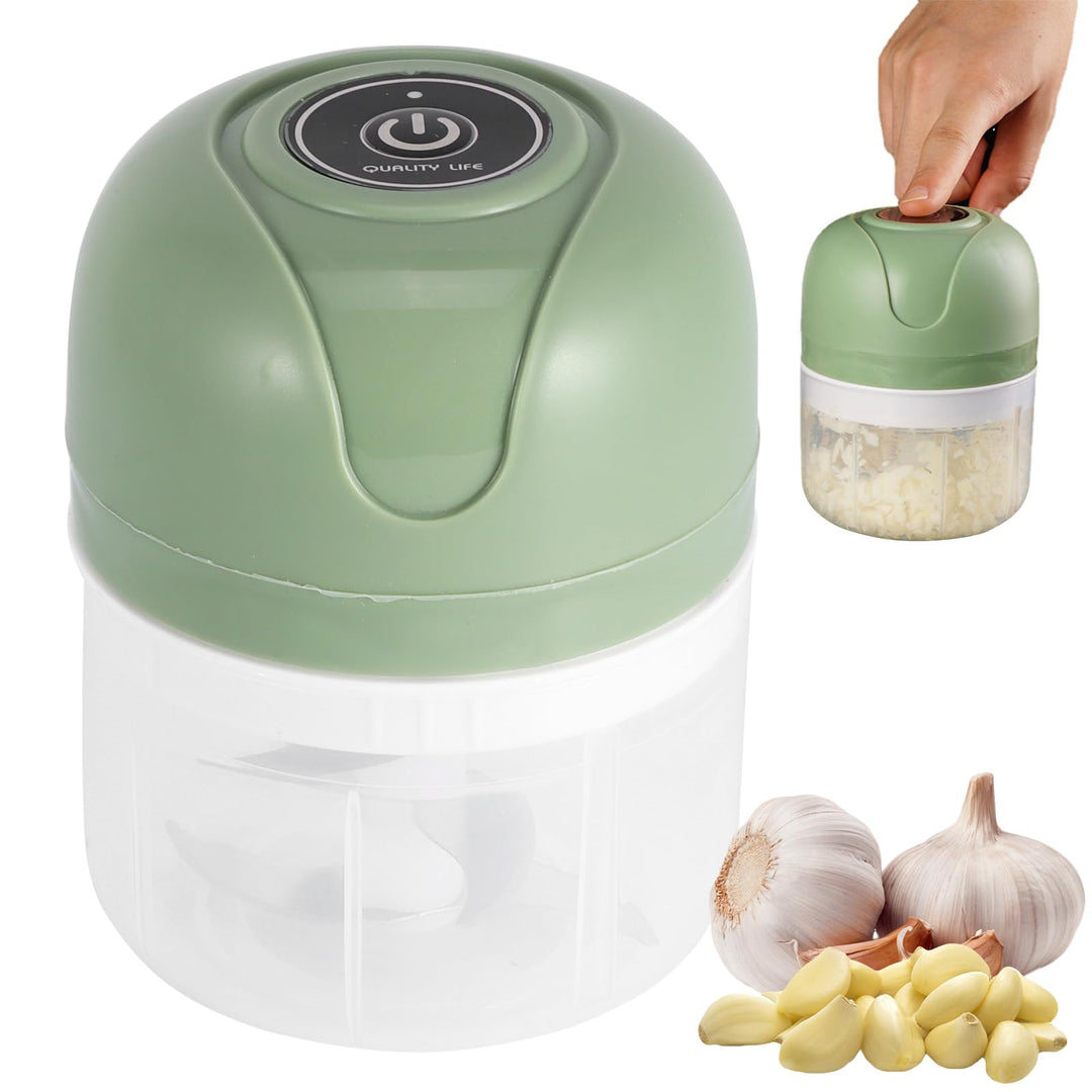 Zwiebel Zerkleinerer Elektrisch 250ml+6 Klingen, elektrischer Knoblauchschneider USB Zwiebelschneide