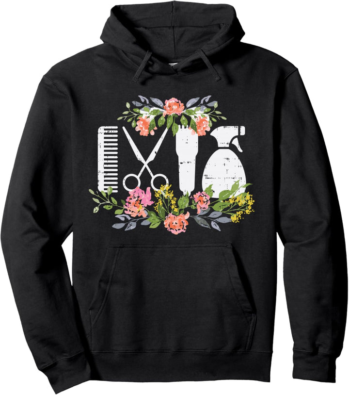 Hair Styling Tool Flower Hairdresser Hairstylist Barber Gift Pullover Hoodie