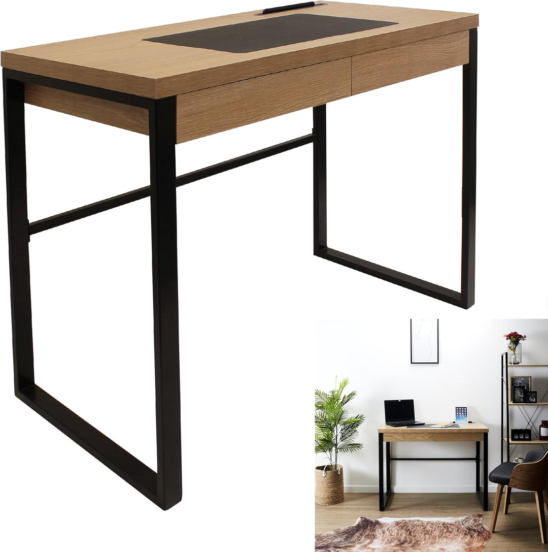 CMP HD3722 MESA DESPACHO Madera Y Metal, Holz, 110x110x16 cm