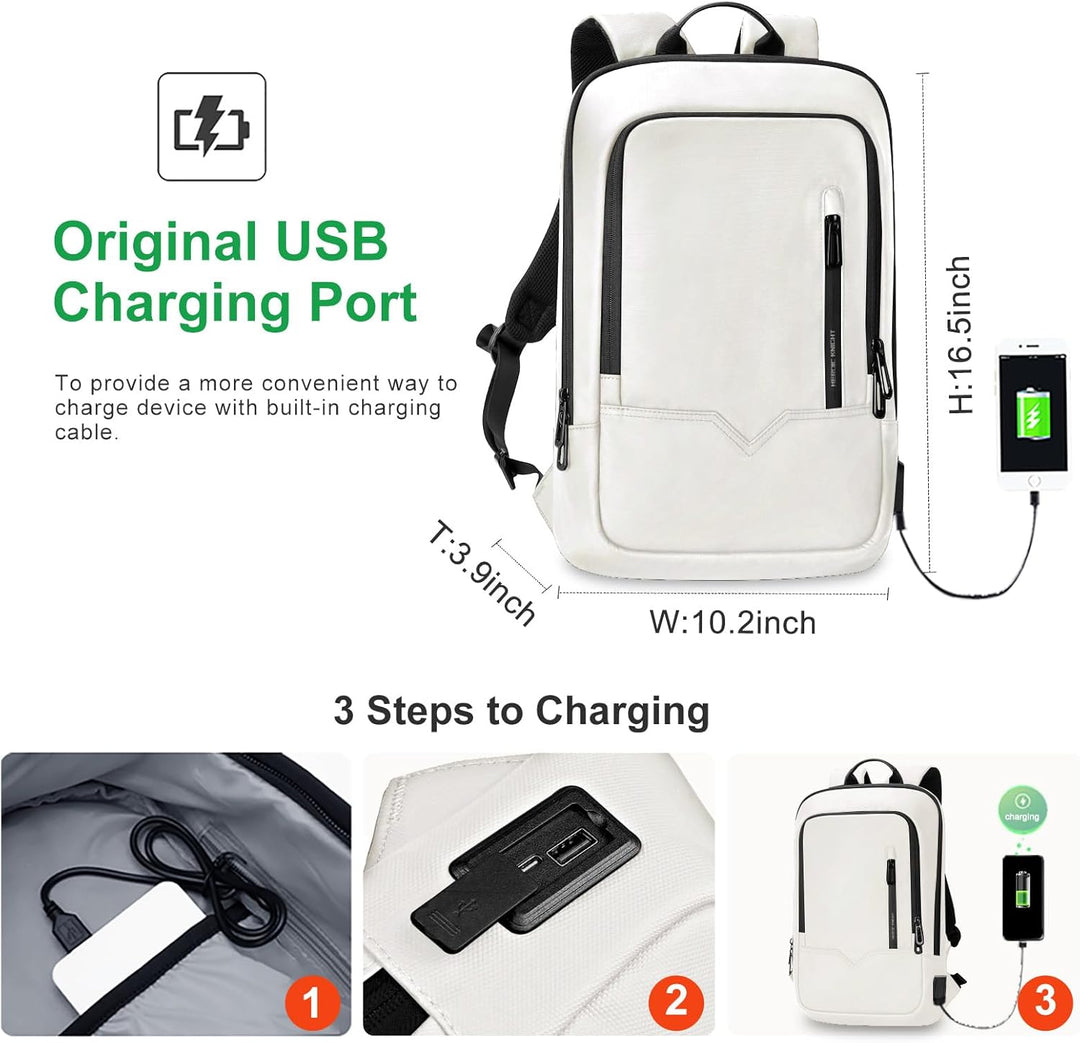 Laptop Rucksack Herren Leicht Business Rucksack mit USB-Anschluss Wasserdichter Rucksack Herren Schu