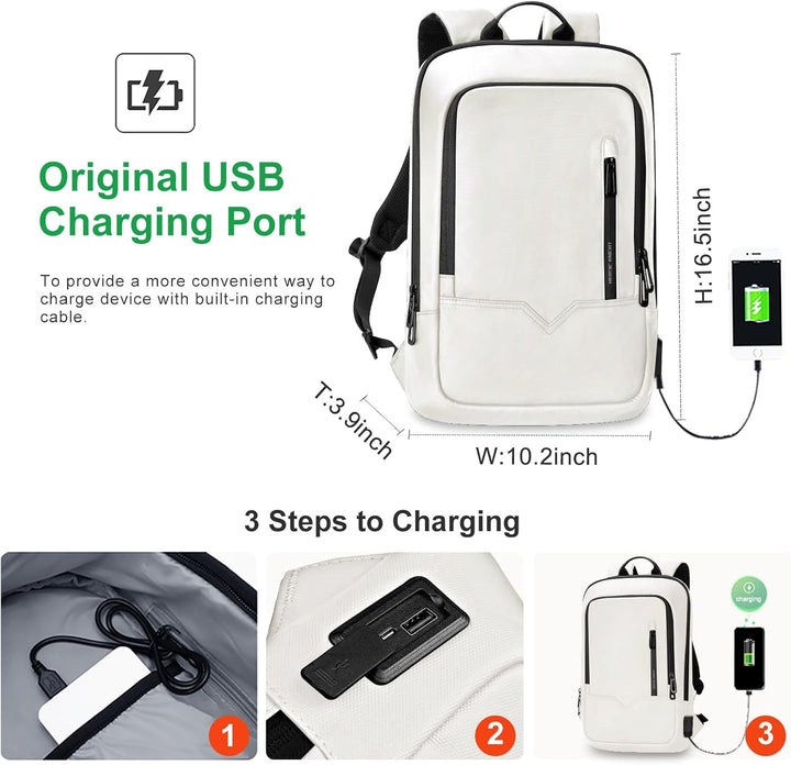 Laptop Rucksack Herren Leicht Business Rucksack mit USB-Anschluss Wasserdichter Rucksack Herren Schu