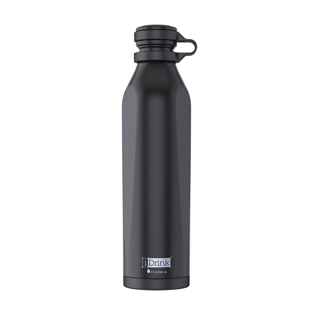 IDRINK® - b-evo Revolutionäre Isolierflasche, 3 Wände, Edelstahl-Flasche mit Doppel-Deckel, 500 ml (
