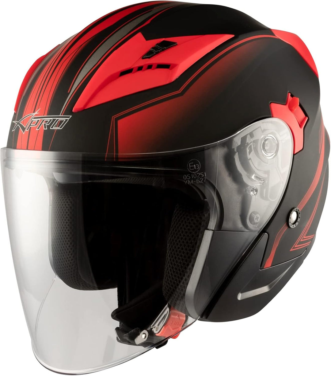 Motorradhelm Doppeltvisier City Jet Zertifikat ECE 22-05 Scooter 59-60 cm ( L) Matt Rot, 59-60 cm (