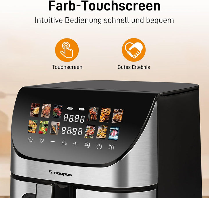 Heissluftfritteuse XXL Gesunde Fritteuse mit Sichtfenster, 1800W Airfryer 9L Heissluftfritteuse mit