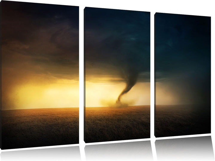 Pixxprint Naturgewalt Tornado 3-Teiler Leinwandbild 120x80 Bild auf Leinwand