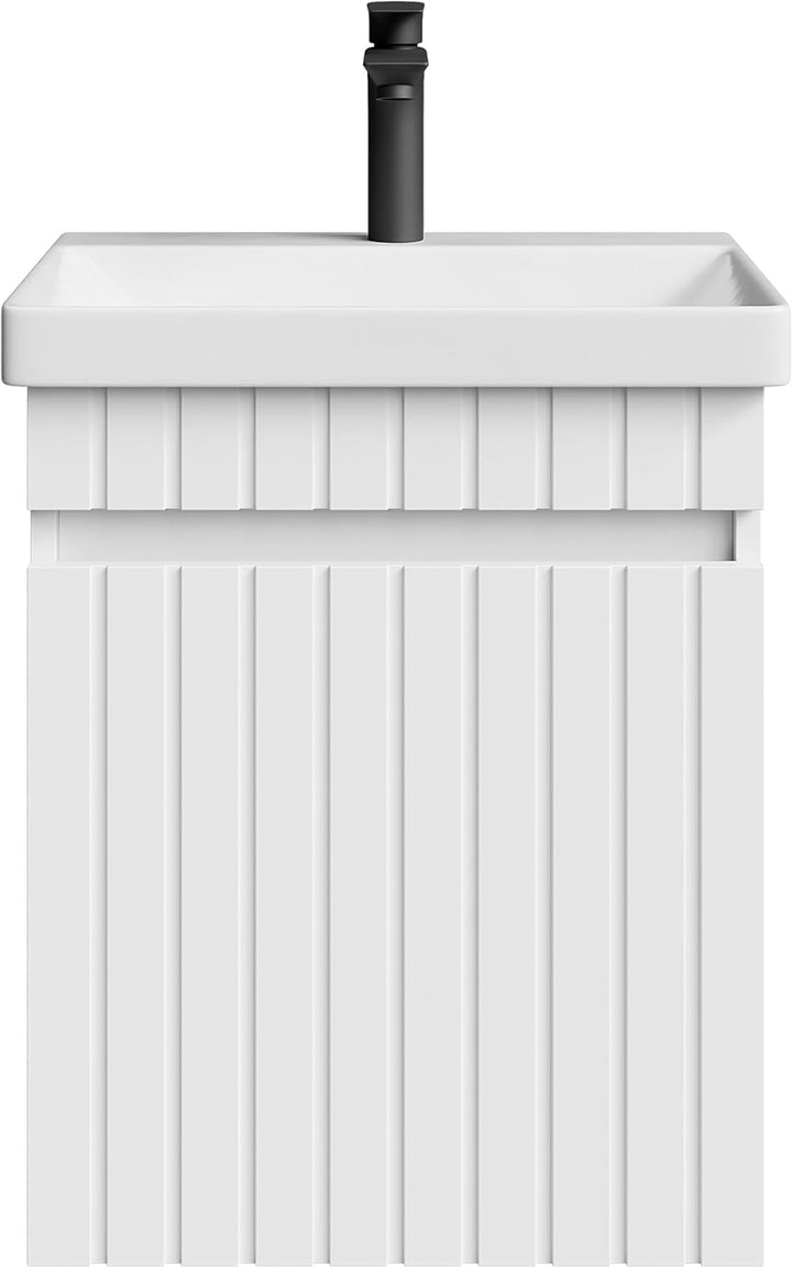 Planetmöbel Cosmia Badmöbel Set Waschbecken mit Unterschrank 50 x 60 x 35 cm Weiss, Armatur Badezimm