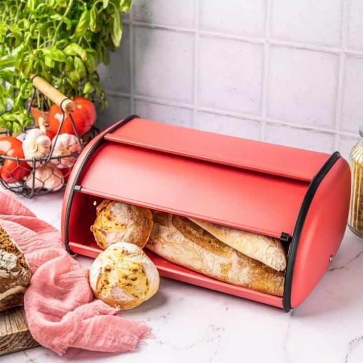 Brotkasten aus Stahl (Rot, Grösse 44cm x27cm x18,5cm) Rot Grösse 44cm x27cm x18,5cm, Rot Grösse 44cm