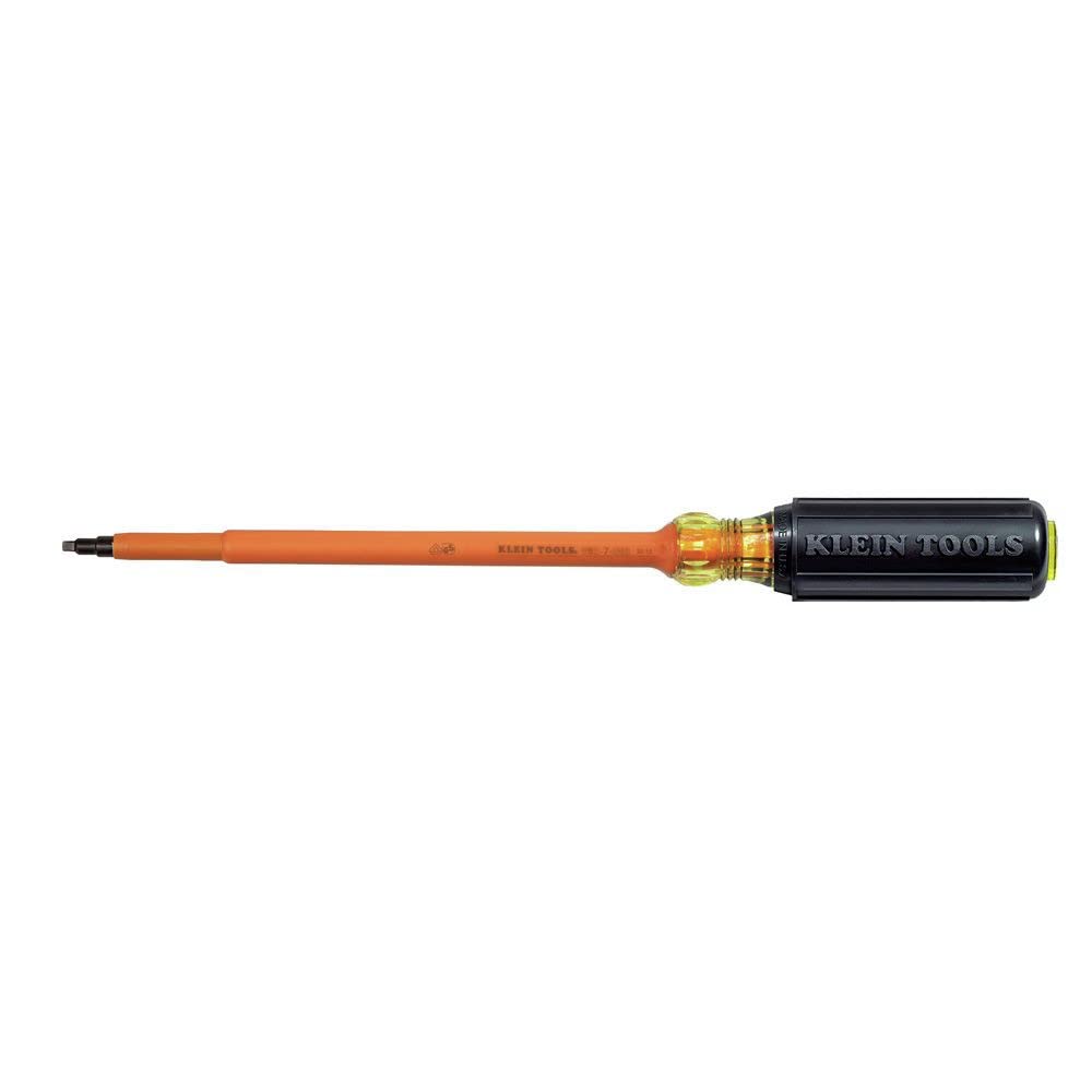 Klein Tools 662-7-INS Insulated Number 2 Square-Recess Screwdriver with 7-Inch Shank,#2 Square Reces