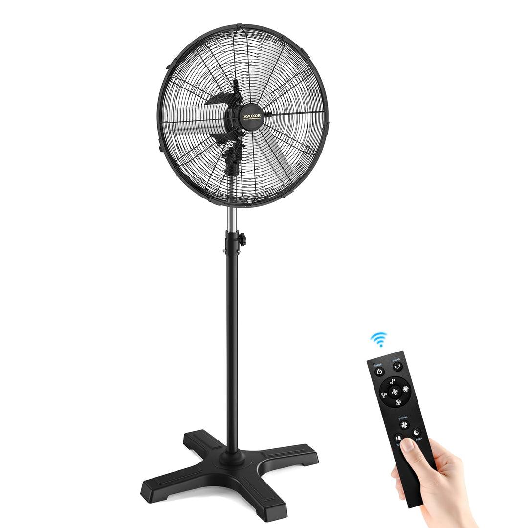 Industrieller Outdoor-Standventilator 50 cm mit Fernbedienung, BLDC Motor (bürstenlos), 90° Oszillat