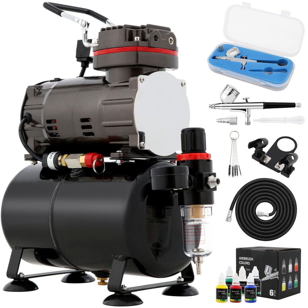 Airbrush-Kompressor mit Lufttank, professionelles Airbrush-Farb-Set mit Manometer, komplette Ausrüst