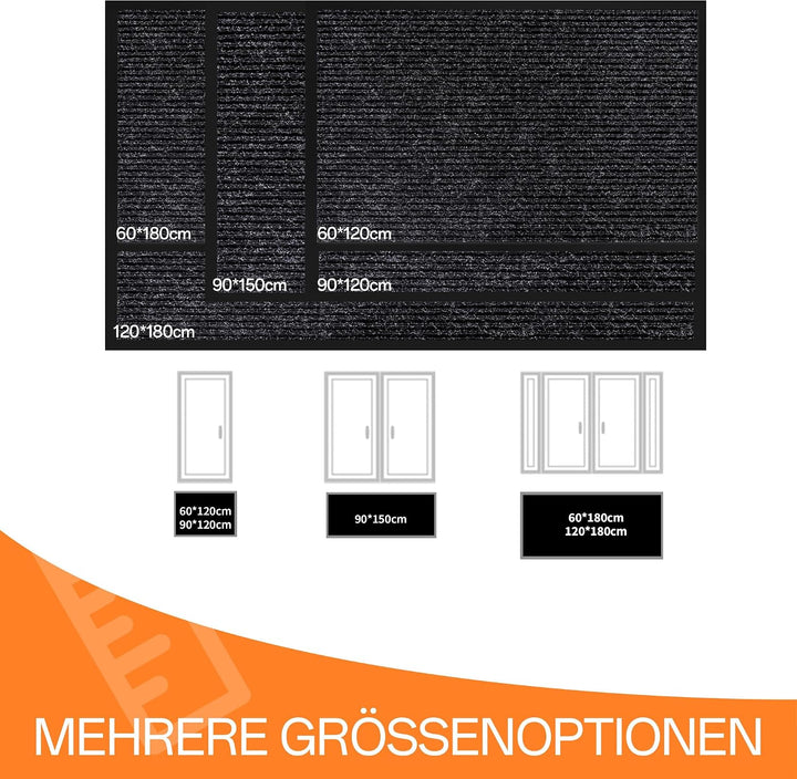 Fussmatte für Haustür innen und aussen | 90 x 120 cm Schmutzfangmatte für Eingangsbereich, super sau