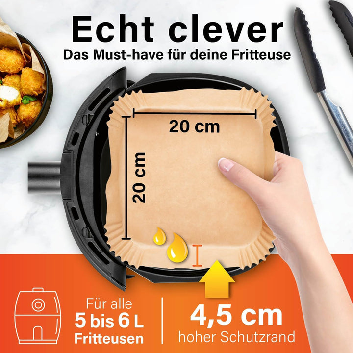 GOURMETmaxx Backpapier für Heissluftfritteuse 5 bis 6 Liter | Backpapierschale antihaftbeschichtet &