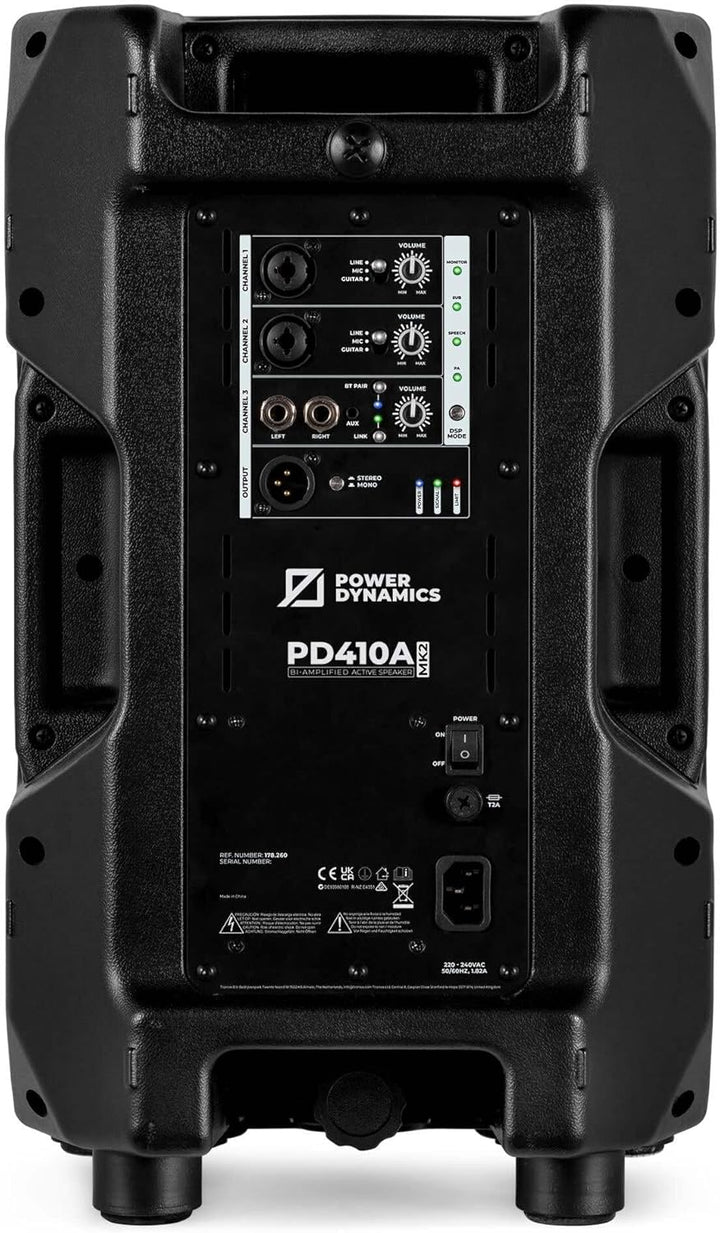 Power Dynamics PD410A Aktiver Bi-Amp 10-Zoll-Lautsprecher 800 W mit DSP und Bluetooth
