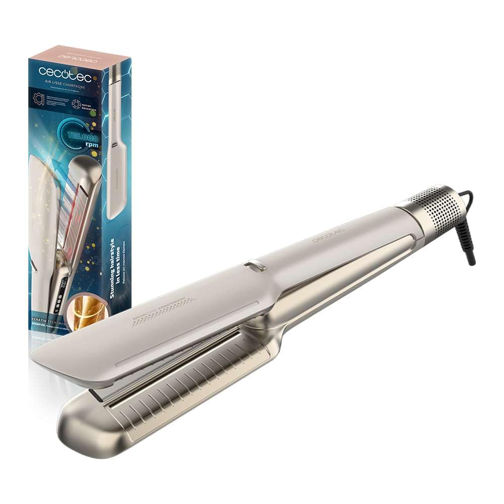 Cecotec Air Lisse Champagne Warmluft-Haarglätter. 600W, Haarschutz, Ionen-Technologie, Keratin und A