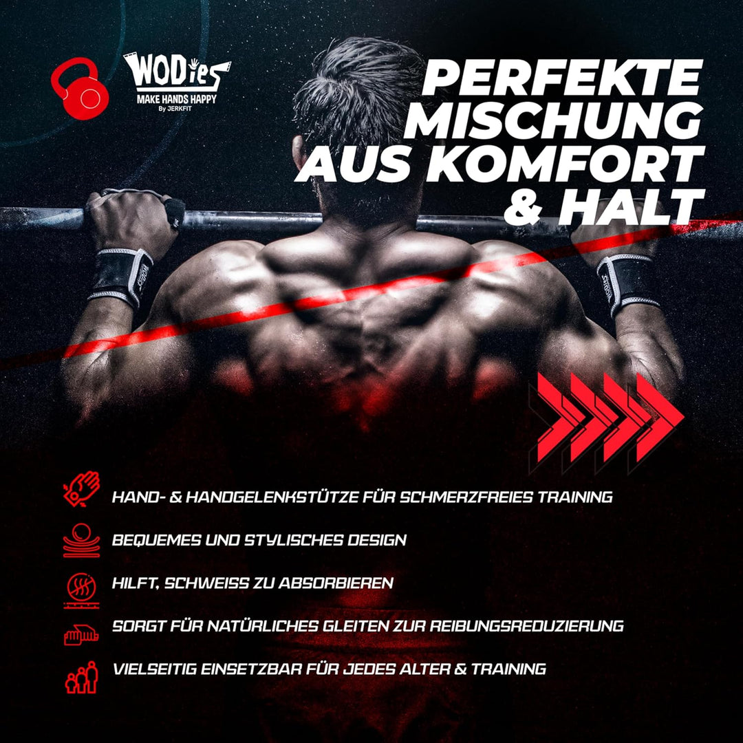 JerkFit WODies 2 in 1 Handgelenkbandage und Handflächenschutz S Rot, S Rot