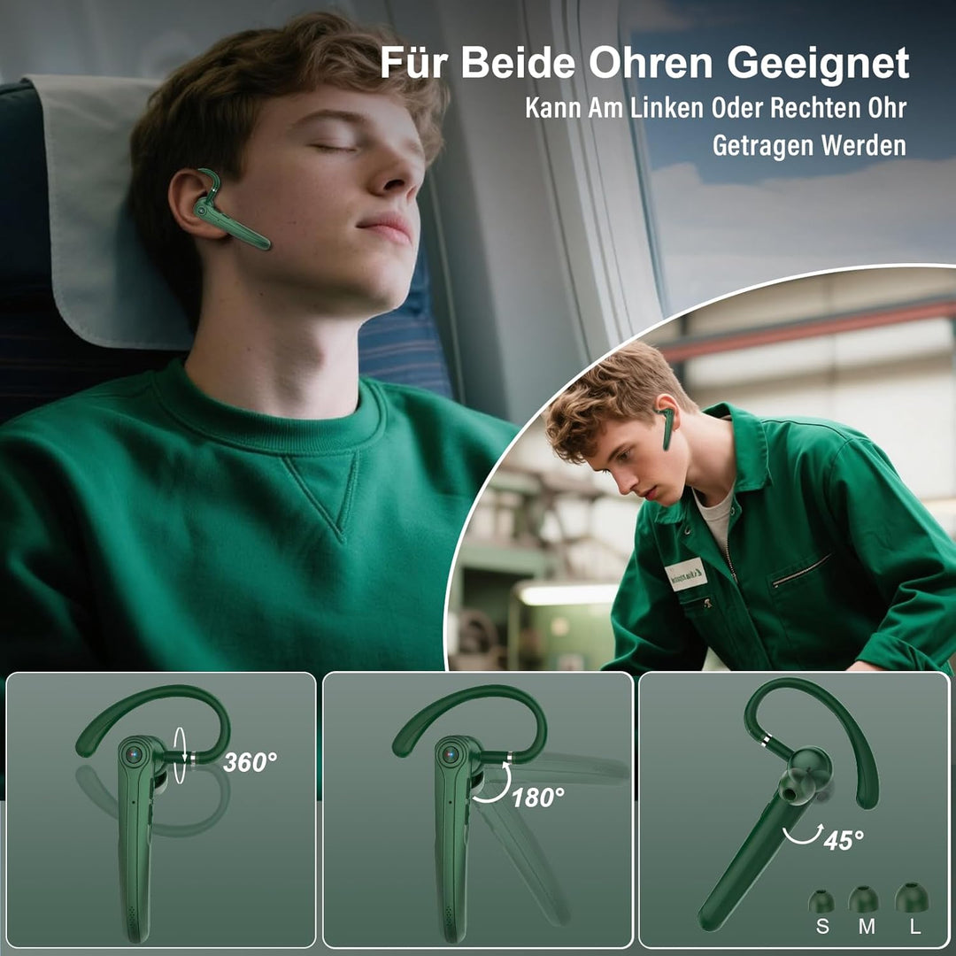 Bluetooth Headset V5.4 Wireless Freisprech Telefon mit CVC 8.0 und ENC Dual Mikrofon, Bluetooth Ohrh