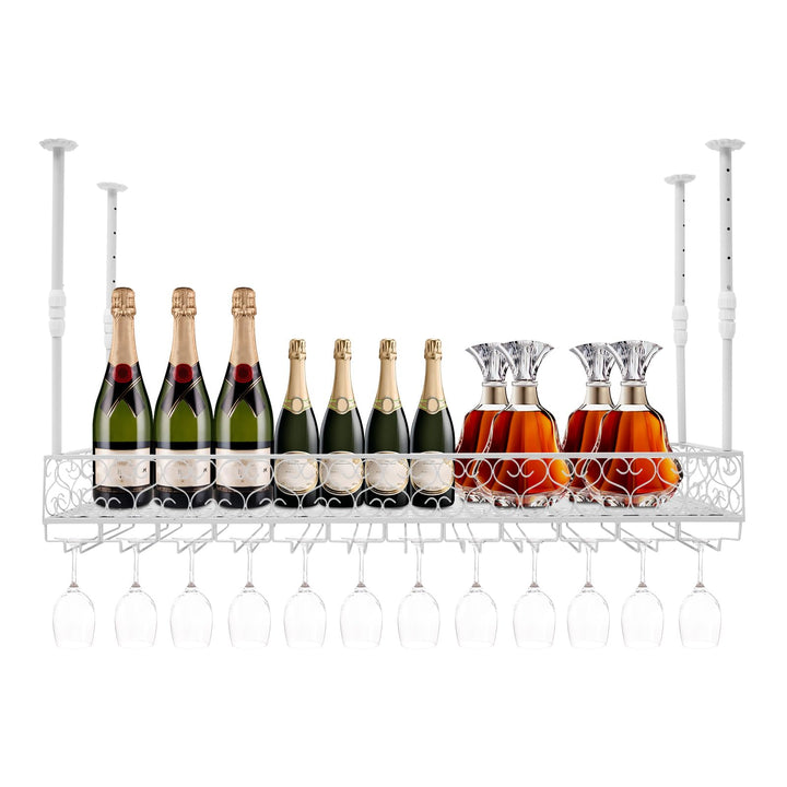 Deckenregal Weinregal 120 x 30 x 30 cm Industrielle Weinregale Weinorganisator mit Glashaltern, Häng
