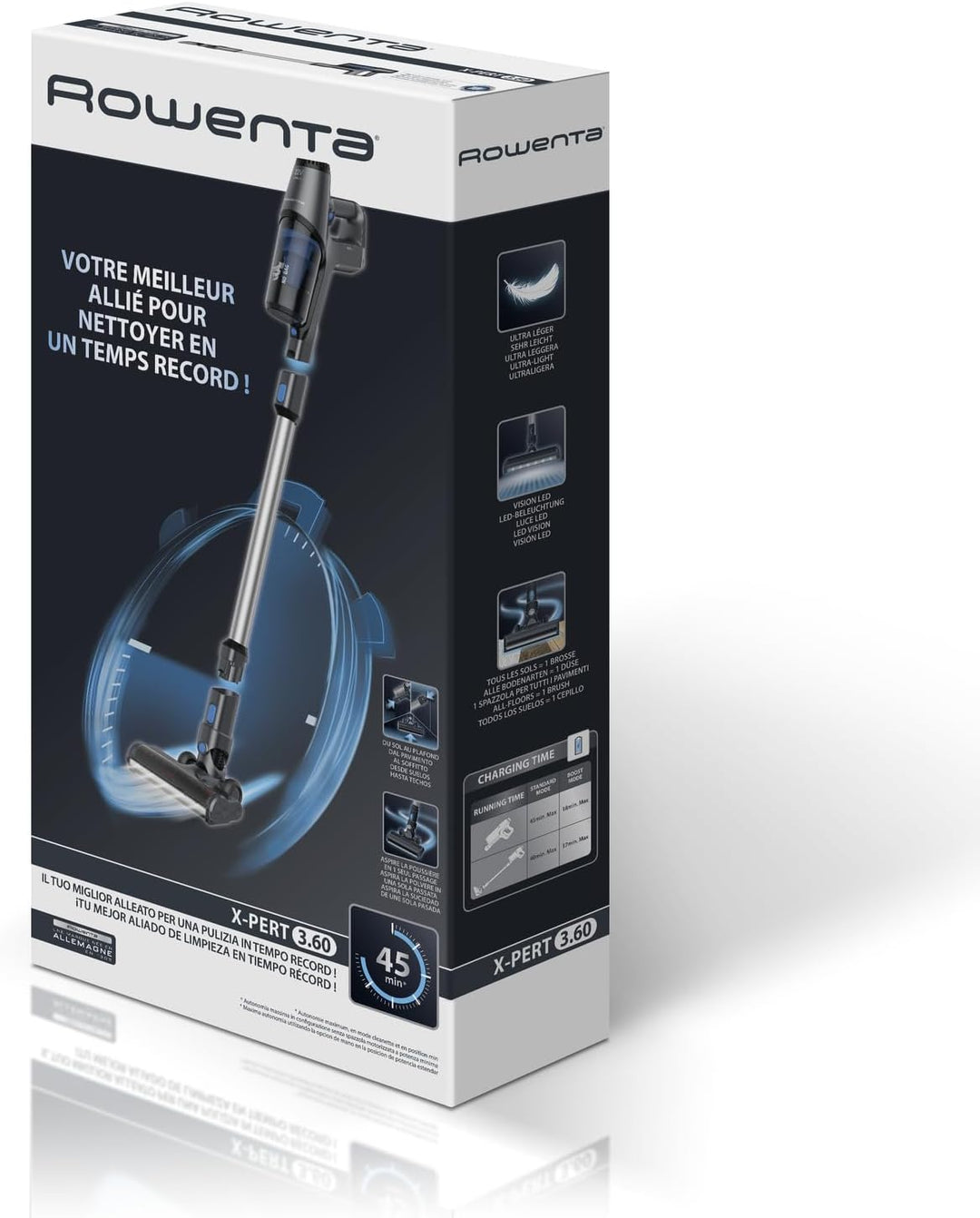 Rowenta X-Pert 3.60 kabelloser Akku-Stabstaubsauger, 45 Minuten Laufzeit, Lithium-Ionen-Akku, einfac