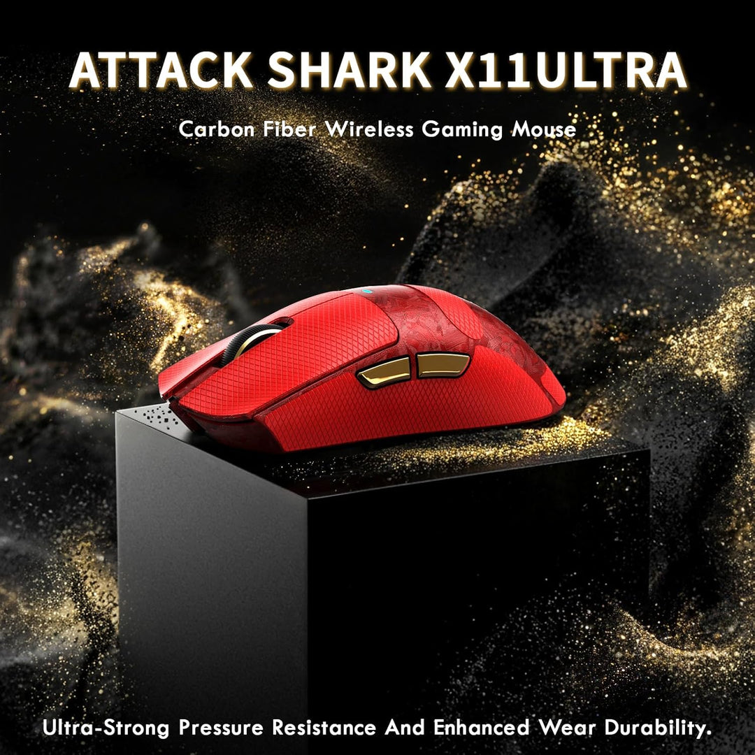 ATTACK SHARK X11 Ultra Kabellose Gaming-Maus mit C06 Ultra LED-Kabel, Carbonfaser-Verbundgehäuse, 54