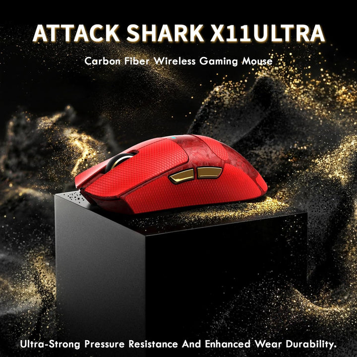 ATTACK SHARK X11 Ultra Kabellose Gaming-Maus mit C06 Ultra LED-Kabel, Carbonfaser-Verbundgehäuse, 54