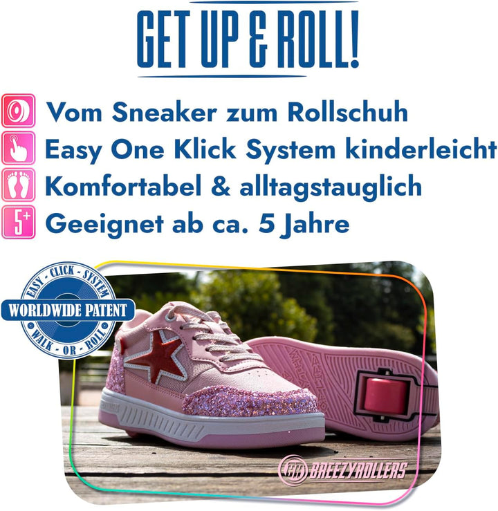 BREEZY ROLLERS Schuhe mit Rollen für Kinder I Rollschuhe-Sneaker Kids I Von Kinder Strassen-Schuhen