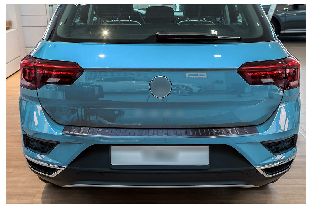 teileplus24 L592 Ladekantenschutz V2A Edelstahl kompatibel mit VW T-ROC 2017- Abkantung, Farbe:Anthr