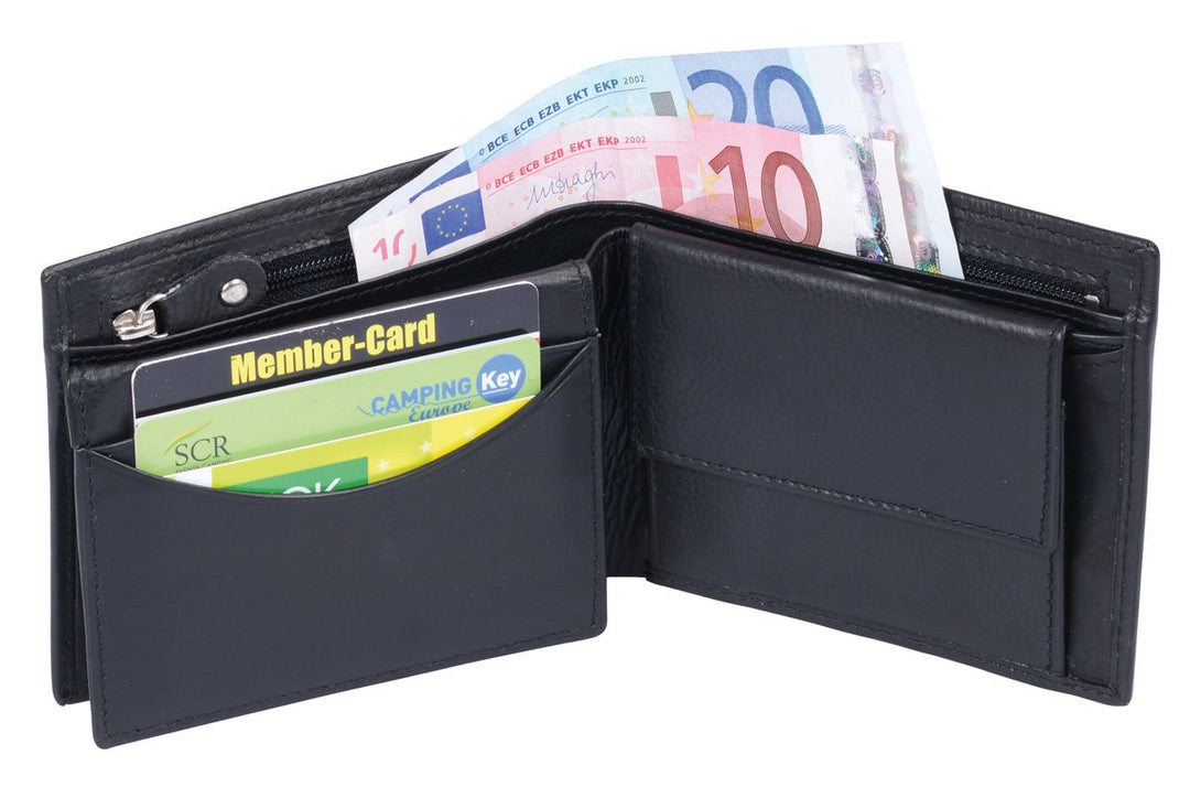 AVANCO Scheintasche mit Reissverschluss Echt-Leder, schwarz, 9x12cm