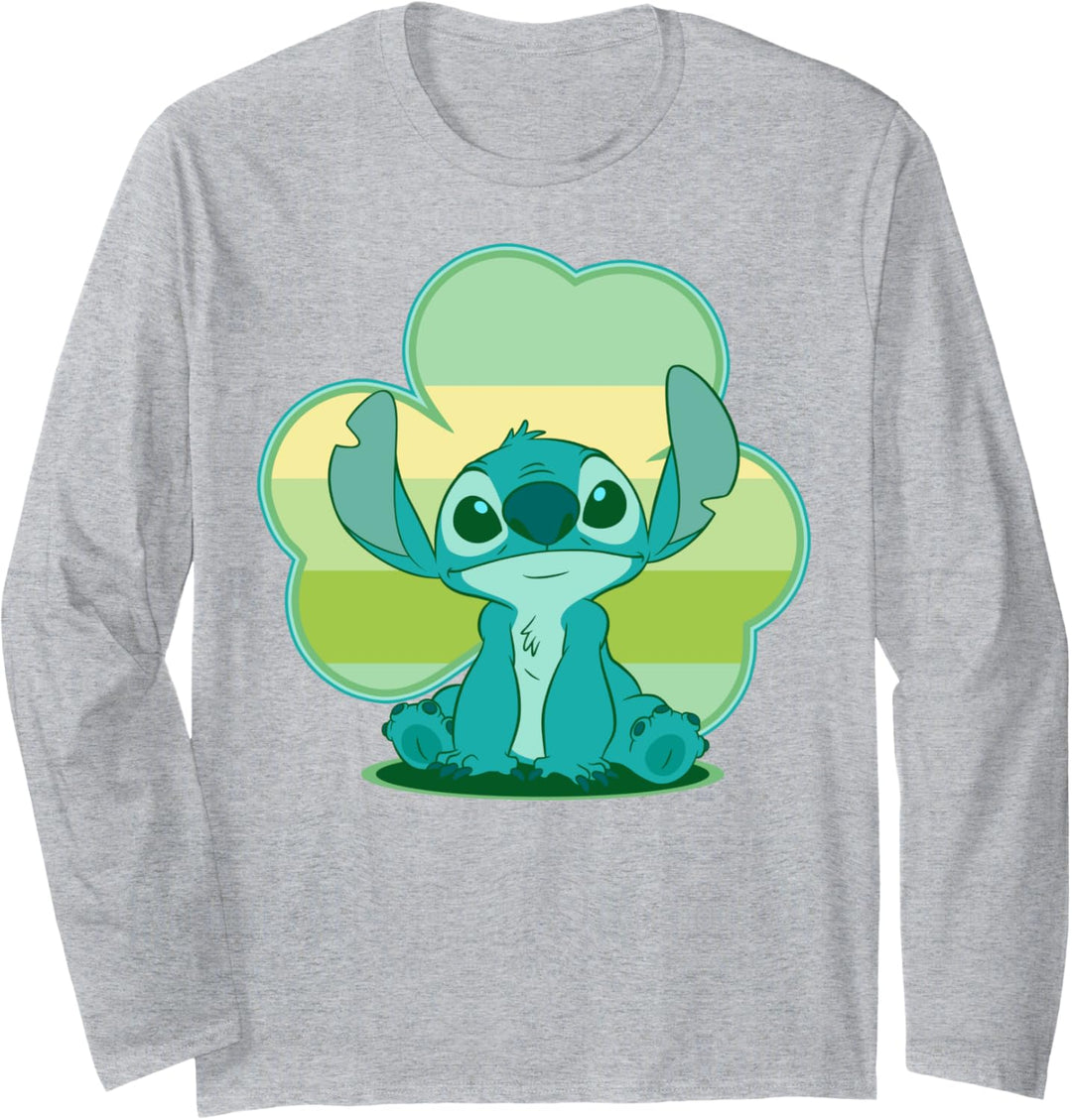 Disney Lilo & Stitch St. Patrick's Tag Stitch Clover Langarmshirt