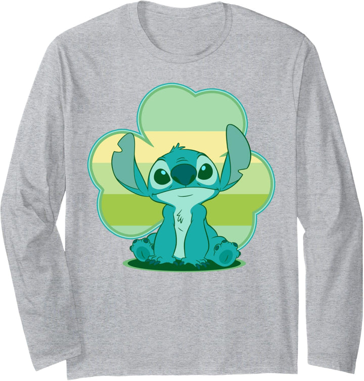 Disney Lilo & Stitch St. Patrick's Tag Stitch Clover Langarmshirt