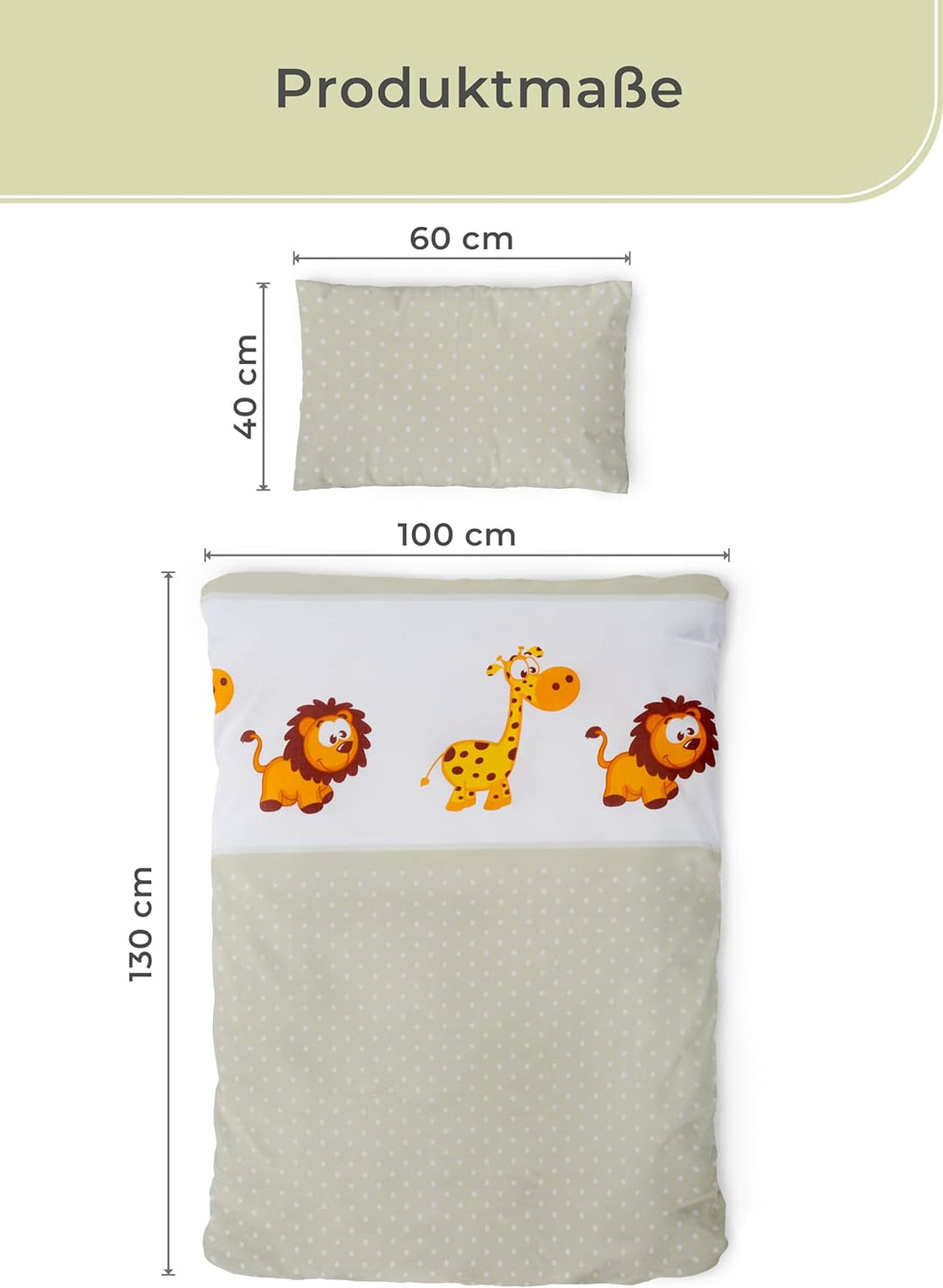 Gräfenstayn® 2-tlg. Kinderbettwäsche Set mit Tiermotiv und integriertem Reissverschluss - aus 100% B